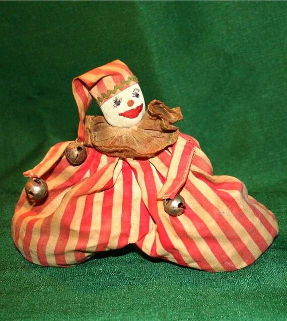 Untique Antique Victorian Bean bag Clown Doll