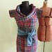 Repurposed Rainbow Plaid Flannel Boyfriend Tunic - made from man's flannel shirt - Womens Upcycled Clothing - Size Large XL