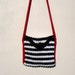 Stripe Messenger Bag - Black and White with Red strap