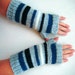Long Fingerless Gloves, Stripes Unisex - Light Gray, Denim Blue, Black, Ecru White