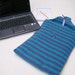 17 - 18 inch Laptop Sleeve, lined, padded, Cheshire Cat Stripes- Aqua Teal and Purple