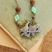 Spring Birds, Lavender and Olive Enameled, Handmade Necklace