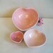 Heart Bowls - Larger Size - Set of 3, Handmade, Shades of Pink - Ready to Ship - Actual Set -A-7