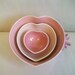 Heart Bowls - Set of 3, Handmade, Shades of Pink - Ready to Ship - Actual Set -A-10