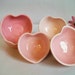 Wedding Favor Heart Bowls - 6, Handmade, Shades of Pink - Ready to Ship - Wedding Decoration, Shower Favors, Table Setting Decoration