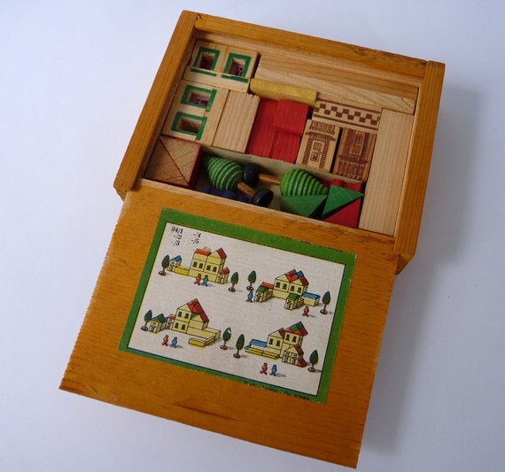 Vintage German Wooden Building Set Toy