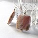 Gorgeous puffy square natural rhodocrosite gemstones over sized unique round sterling silver earwires pink and brown made in Maine