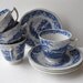 Antique Silverdale by Hanley Classic Blue and White Teacups and Saucers Set of Four