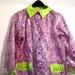 Vintage 90's Purple and Green Vinyl Colored Plastic All Over Print Coat