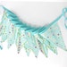 Fabric Flag Bunting Children's Room Decor Aqua Blue Floral Vine Stripe 9 Flags
