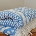 Vintage Chenille Blue and White Double Bedspread