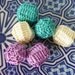 Moroccan large art silk beads, cream, turquoise and lilac