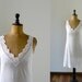 Vintage 1980s white slip dress. lace slip. lingerie