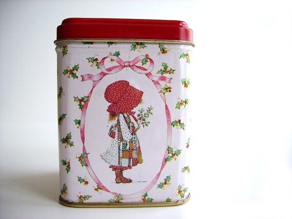 Holly Hobbie Christmas Vintage Candle Tin Christmas Poem