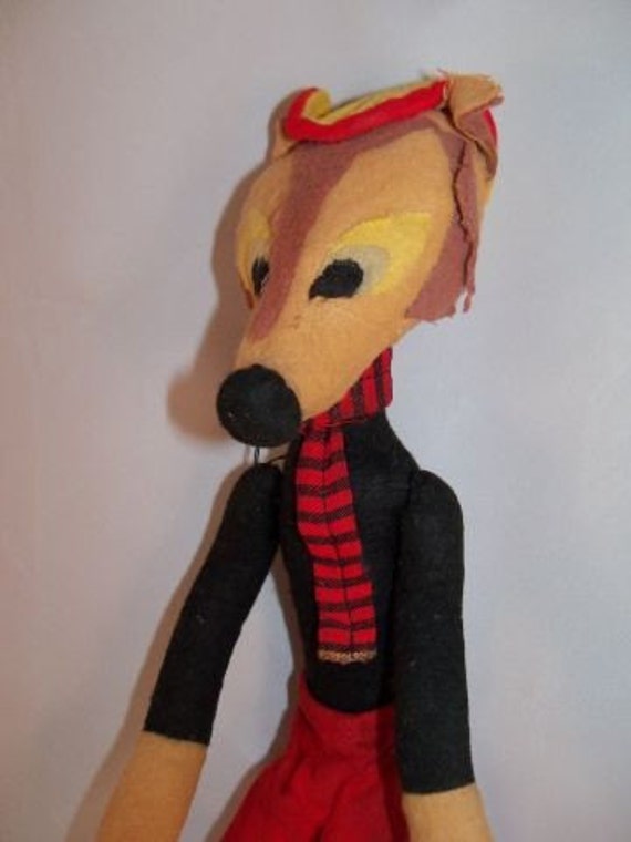 Vintage 50's Cragstan Wolf Armature Plush Toy Doll by kokadoodle3