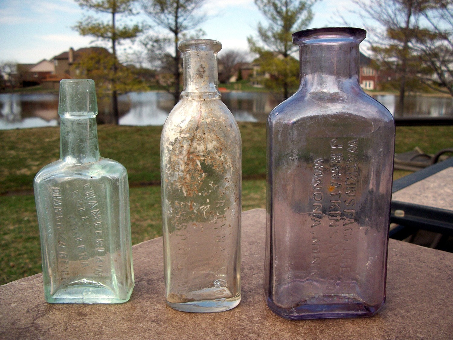 3 Vintage 1800s Medicine Bottles Chamberlains by bottlesnbrushes