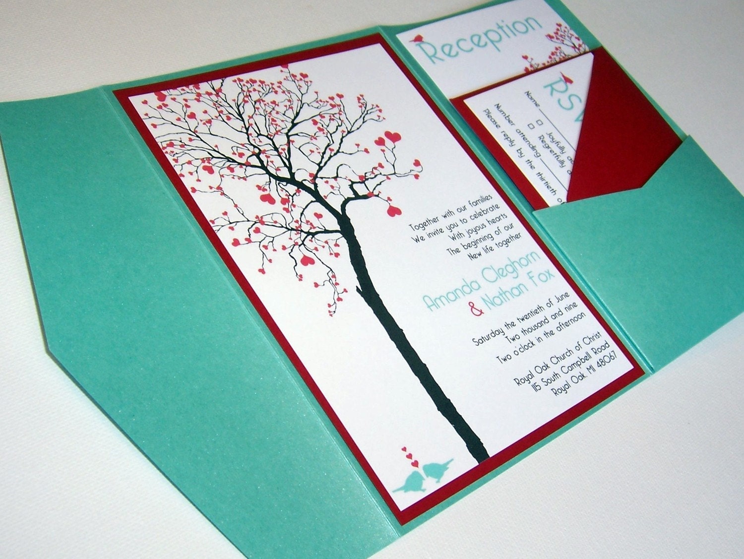 Wedding Invitation DIY Pocketfold Heart Tree Printable