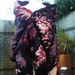 Nuno Felted shawl - Black pink and red silk & wool wrap scarf
