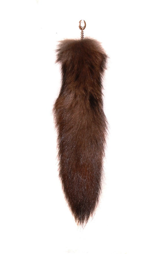 Real BLACK Wolf Fur Tail for Keychain or Belt Loops
