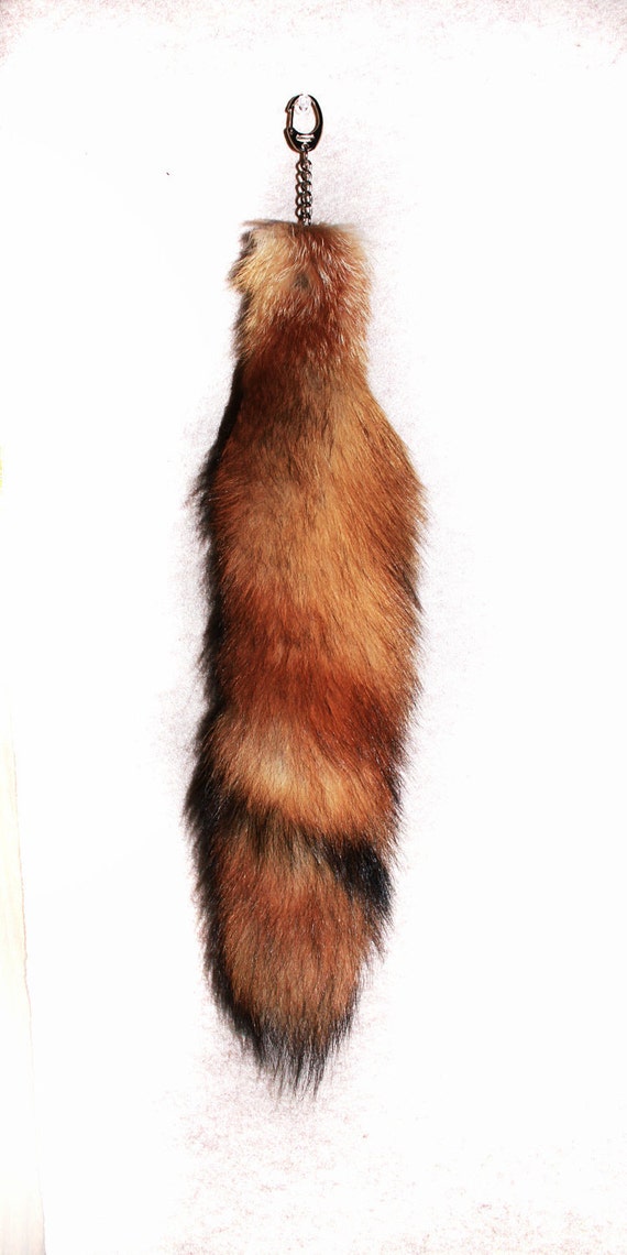 Red Fox Fur Tail for Keychain or Belt Loops