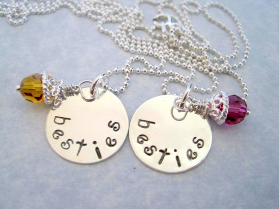 Personalized besties necklaces hand stamped friends by marybeadz