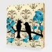 SALE Winter Love Birds Art Block, Print mounted on bamboo, 5 x 5 inches