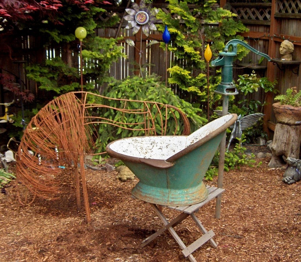 On Hold For Jessica Antique Cowboy Bathtub With Original Antique Cowboy Bathtub With Original Paint Tin Galvanized Tub Rare Zoom