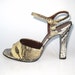 Vintage 60s 70s Shoes Unworn Glam New Old Stock Faux Snake Skin Peep Toe High Heel Disco Heels 6.5