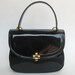 Vintage 50s 60s Mad Men Shiny Black Vinyl Designer Handbag Purse Excellent Condition