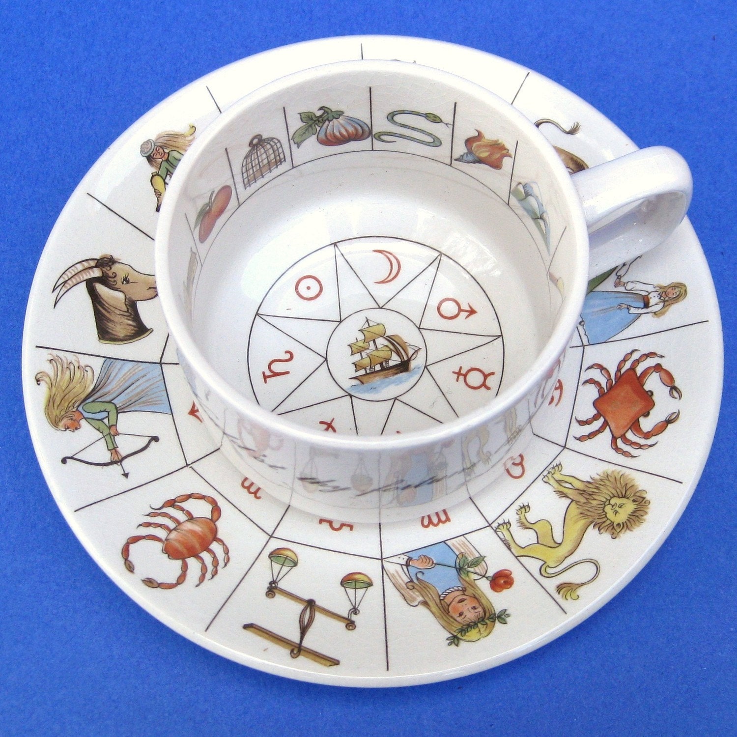 Vintage Fortune Telling Gypsy Witch Exotic Tea Cup and Saucer