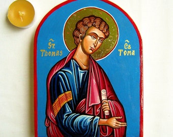 St Thomas, Sveti Toma - handpainted icon orthodox style, 6 x 8 inches - MADE TO ORDER