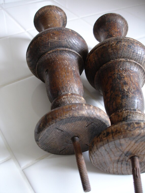 pairt of antique wood finials