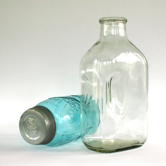 Download Vintage Milk Bottle. Jug. Clear Glass. Grip Handle. Half Yellowimages Mockups