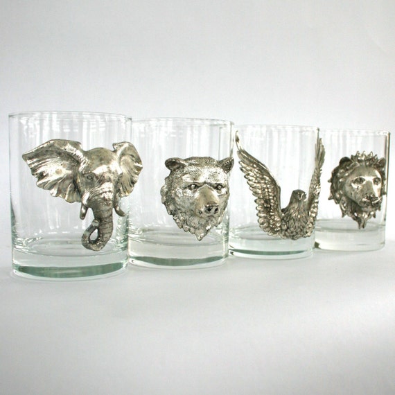 Set of 4 Pewter Animal Tumblers. Drinking by RhapsodyAttic on Etsy