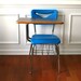 Vintage Modern School Desk Storage Chair Metal Plastic Blue Spring Industrial Home Decor Colorful Metal Retro Mod Triangle Atlanta