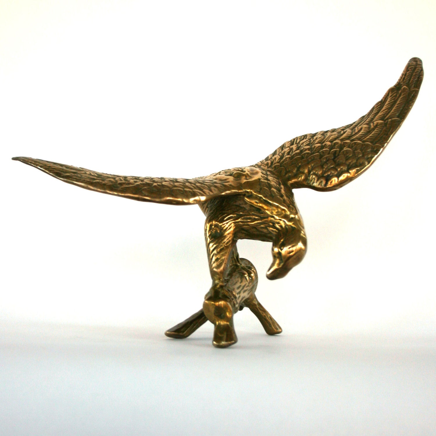 Brass Eagle Statue. Eagle Figurine. Paperweight. Bookend. Desk