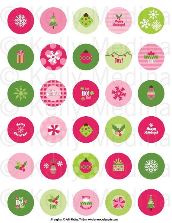 Christmas Pink and Green Clip Art 1.313 Circle