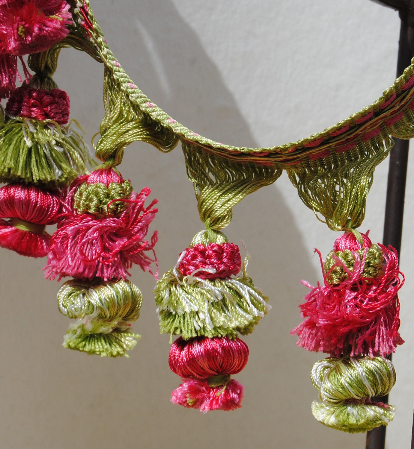 Designer Tassel Trim in Lime Green and Hot Pink 5 YARDs