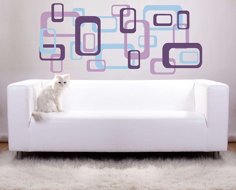 24 Large Retro Squares Vinyl Wall Decal