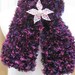 HOLIDAY SALE ITEM-Scarflette, Multi purple/lilac ribbon,with beaded pink and white and pink pearl brooch