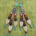 purple GYPSY hippie colorful earrings amethyst carved leaf charms belly dance earrings