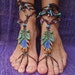 reserved GYPSY BAREFOOT sandals PEACOCK feather bridal sandals made to order hippie hula hooping belly dance foot jewelry beach