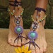 PURPLE dream BAREFOOT SANDALS Barefoot Wedding tribal belly dance jewelry slave anklet hula hooping foot jewelry bohemian shoes unique