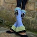 funky URBAN chic purple leg WARMERS with black DENIM pockets and slits hippie bohemian up cycled unique lilac