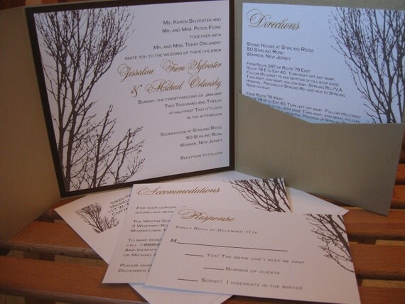 Tree Silhouette Cascade Wedding Invitation Set
