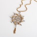 Vintage 60s 70s Gold Silver Metal Nautical Wheel Necklace