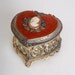 Vintage 60s 70s Cameo Heart Gold Metal Trinket Music Box
