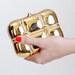 Vintage 90s Gold Metal Crystal Quilted Evening Bag Clutch Purse