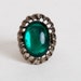 Vintage 60s 70s Silver & Green Cabochon Stone Ring