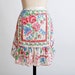 Vintage 40s 50s Cotton Floral Needlepoint Bow Print Apron